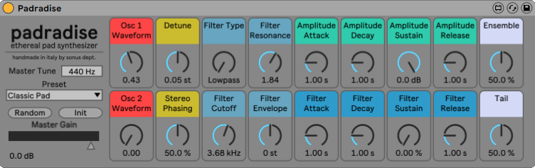 Max for Live synthesizer for ethereal ambient pads