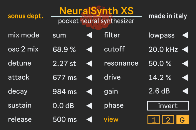 NeuralSynth XS - neural network based synthesizer for Max for Live